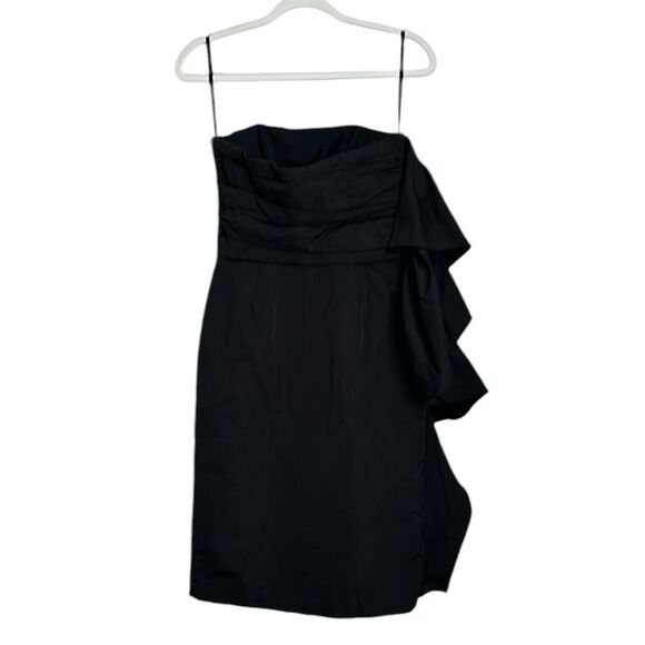 LIDA BADAY Women’s Gathered Strapless Silk Blend Black Cocktail Mini Dress Sz. 4 - Picture 2 of 11